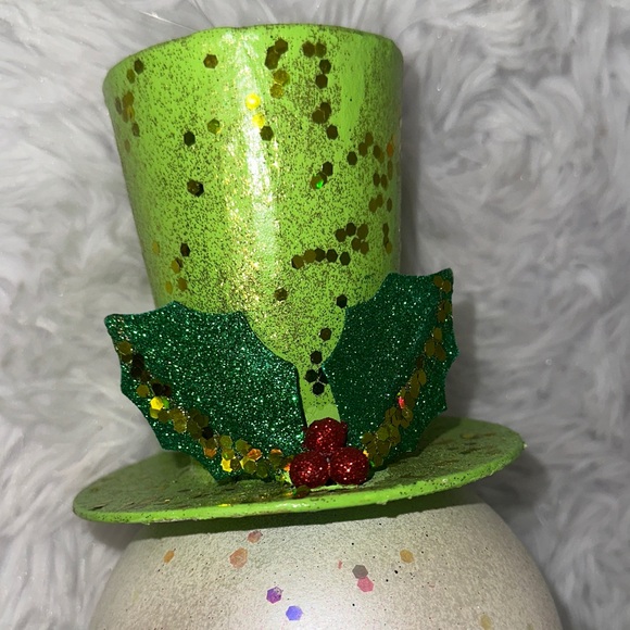 Festive Snowman Ornament Mistletoe Hat Polka Dot Bow Oversized Decor Pier One - Picture 4 of 15